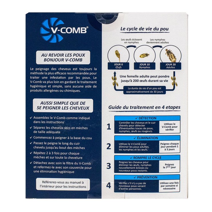 Licetec V-Comb peigne électrique aspirateur de poux