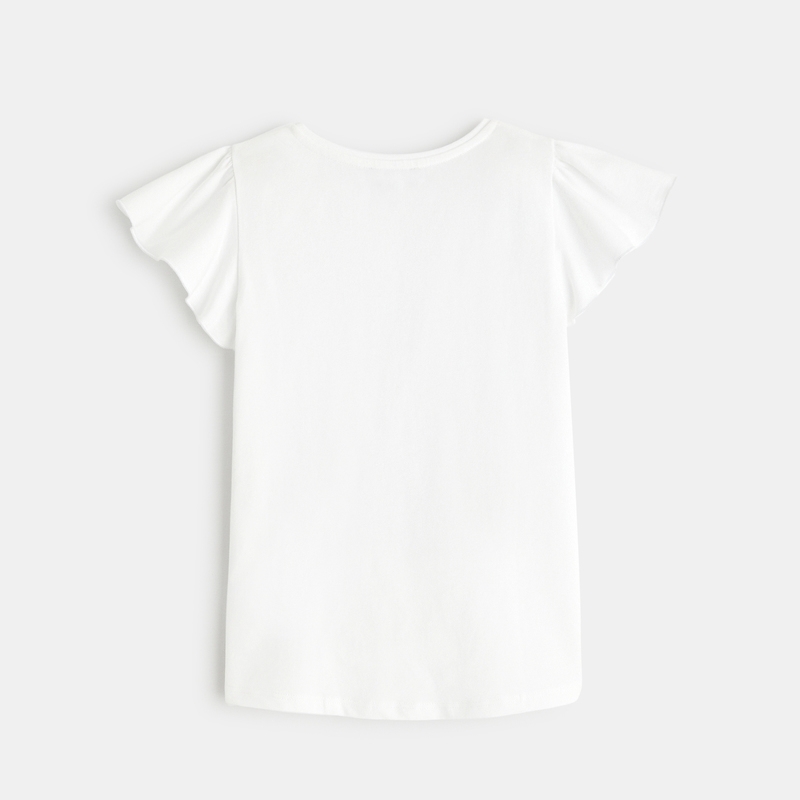 T-shirt à col collerette blanc Fille