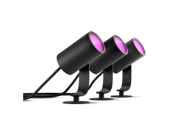 Philips Hue White and Color Ambiance Lily - Spotlys - LED - 8 W - 16 millioner farver - 2200-6500 K - sort, krom-matteret (pakke med 3)