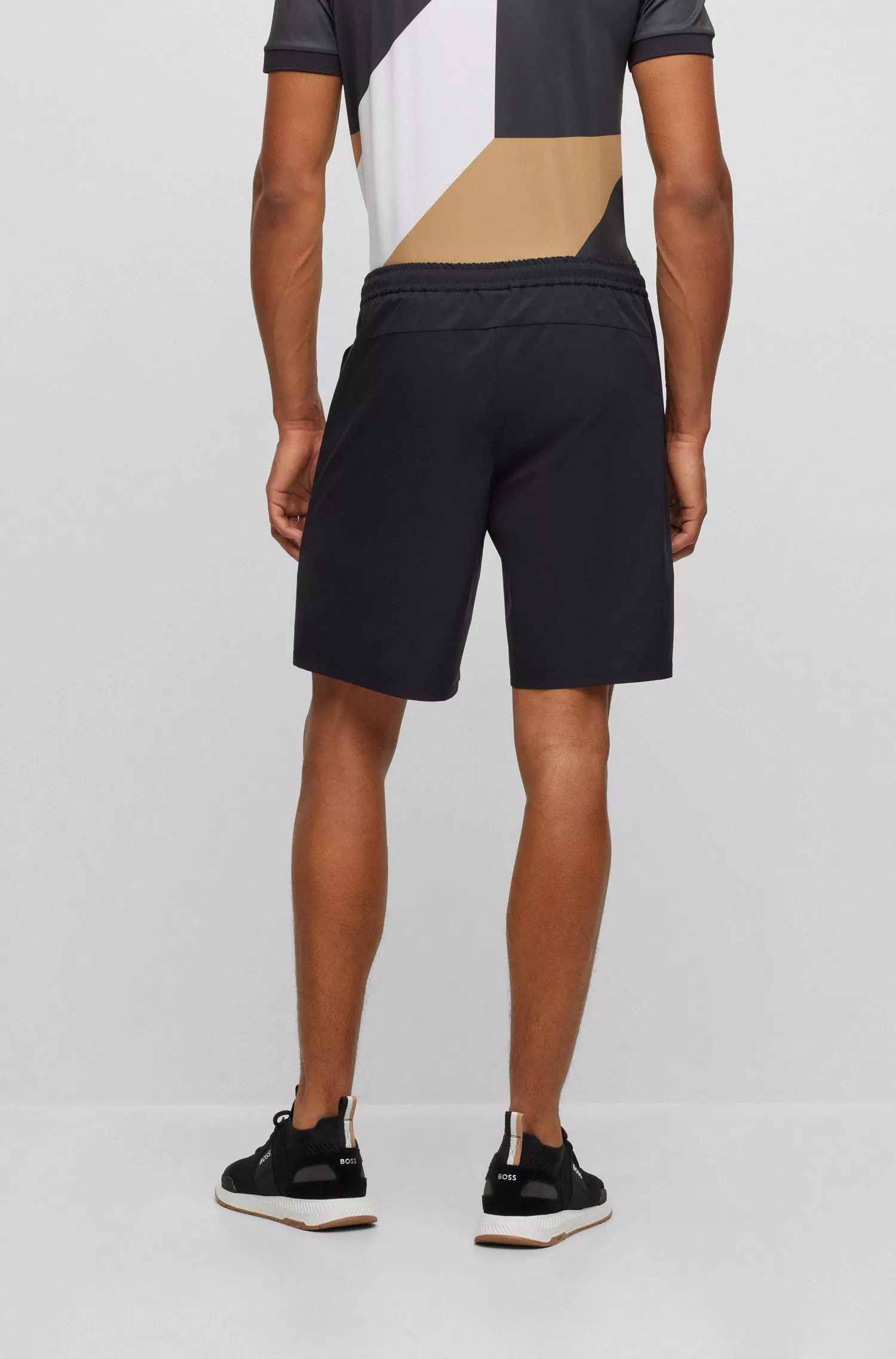 Shorts BOSS Green-BOSS x Matteo Berrettini em popeline elástica com logotipo contrastante.