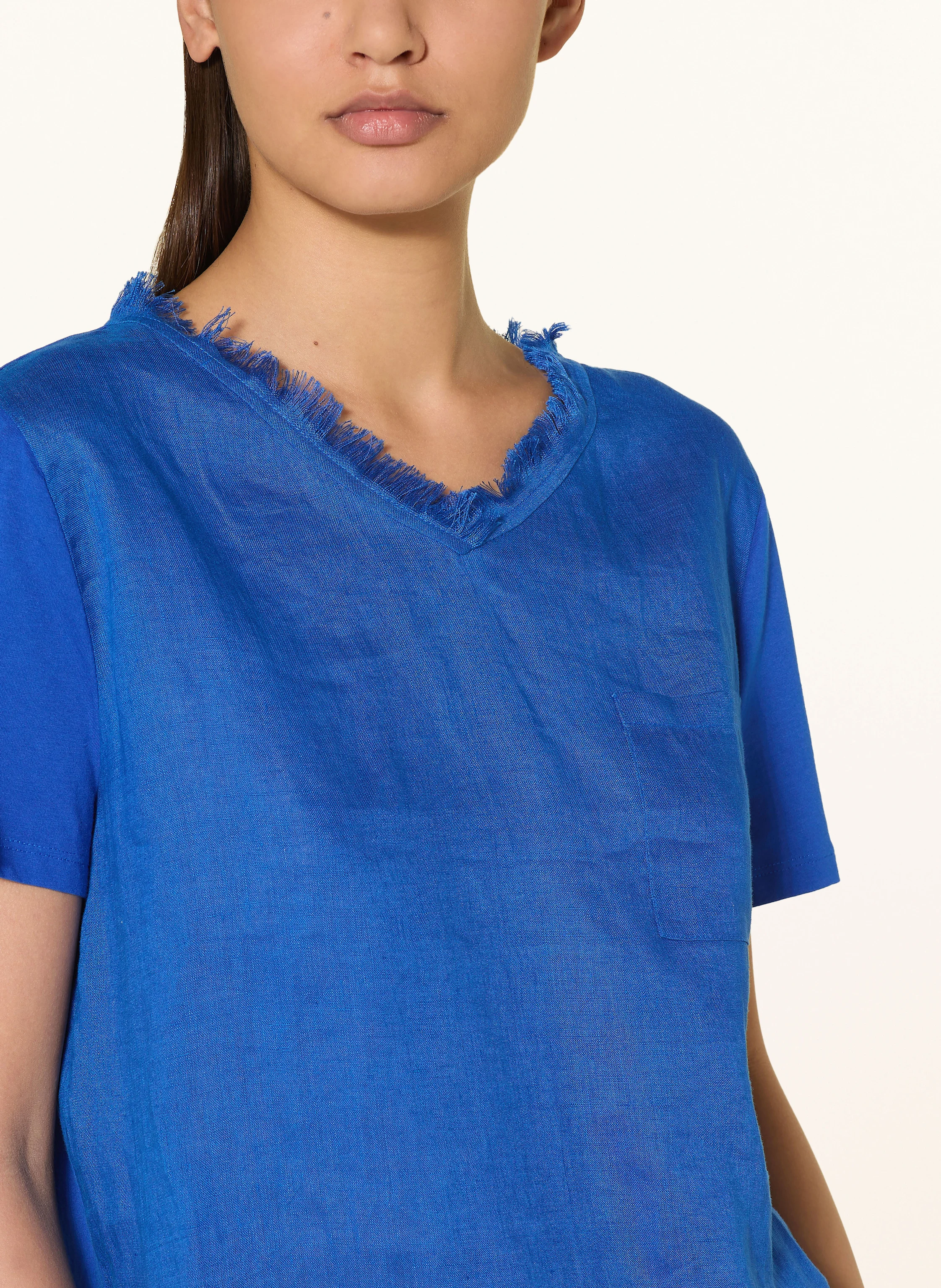 MARC CAIN Blusenshirt im Materialmix mit Leinen