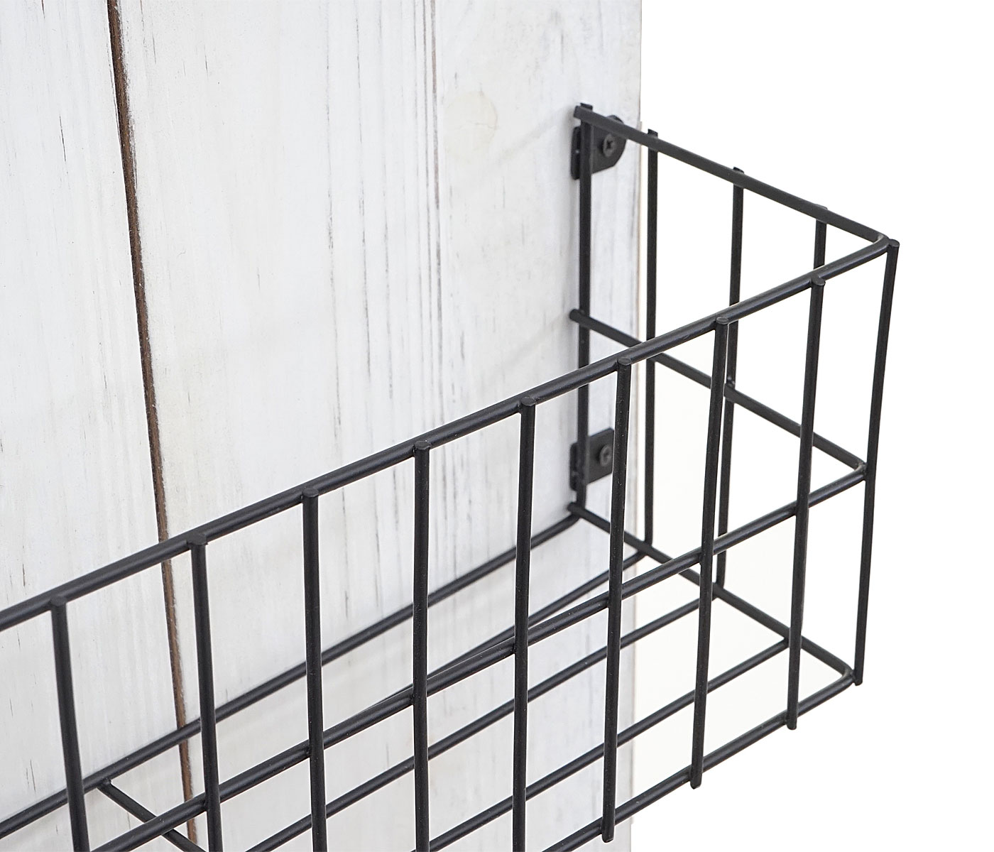 Wandregal MCW-D42, Wandpaneel Holzregal Regal mit Körben, Massivholz ~ weiß shabby, 70x40x10cm