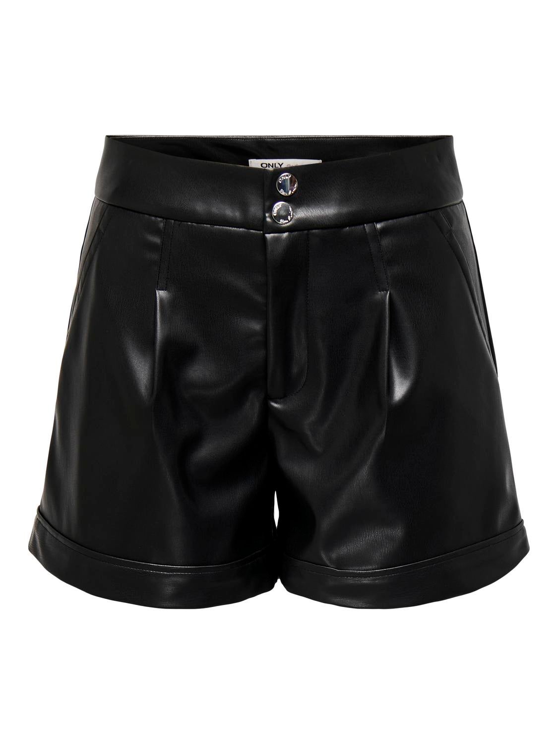 ONLIZARA Hohe Taille Normal geschnitten Shorts in Lederoptik Black