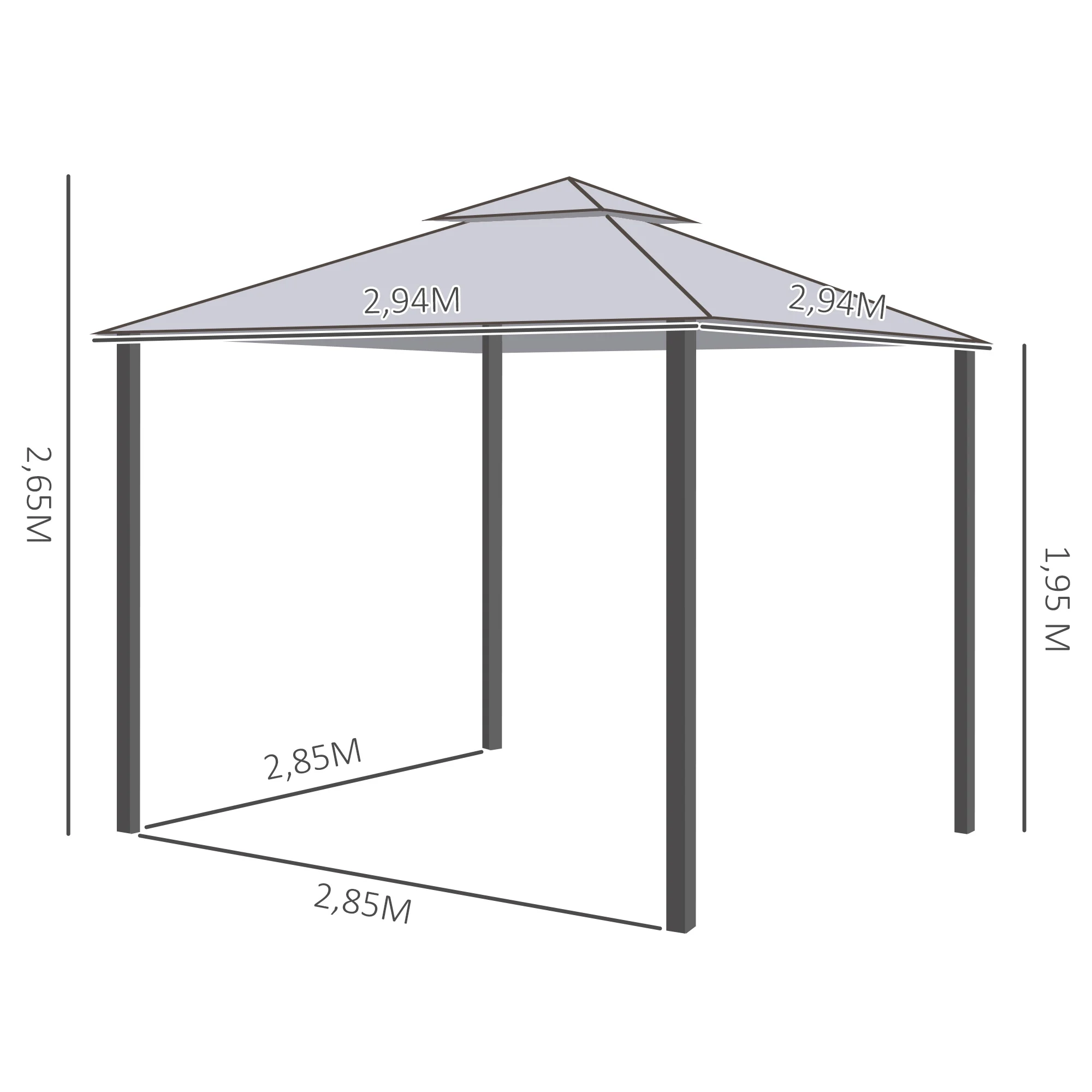 Gazebo de jardim cinza Outsunny