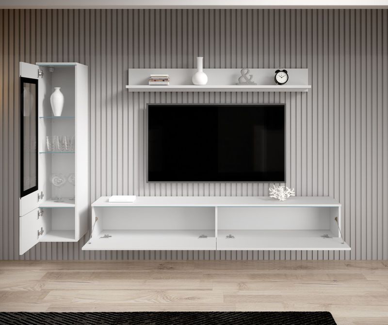Wandkast - Verity - TV-Meubel met Opbergkast en Wandplank - Spaanplaat - 180x33x132 cm