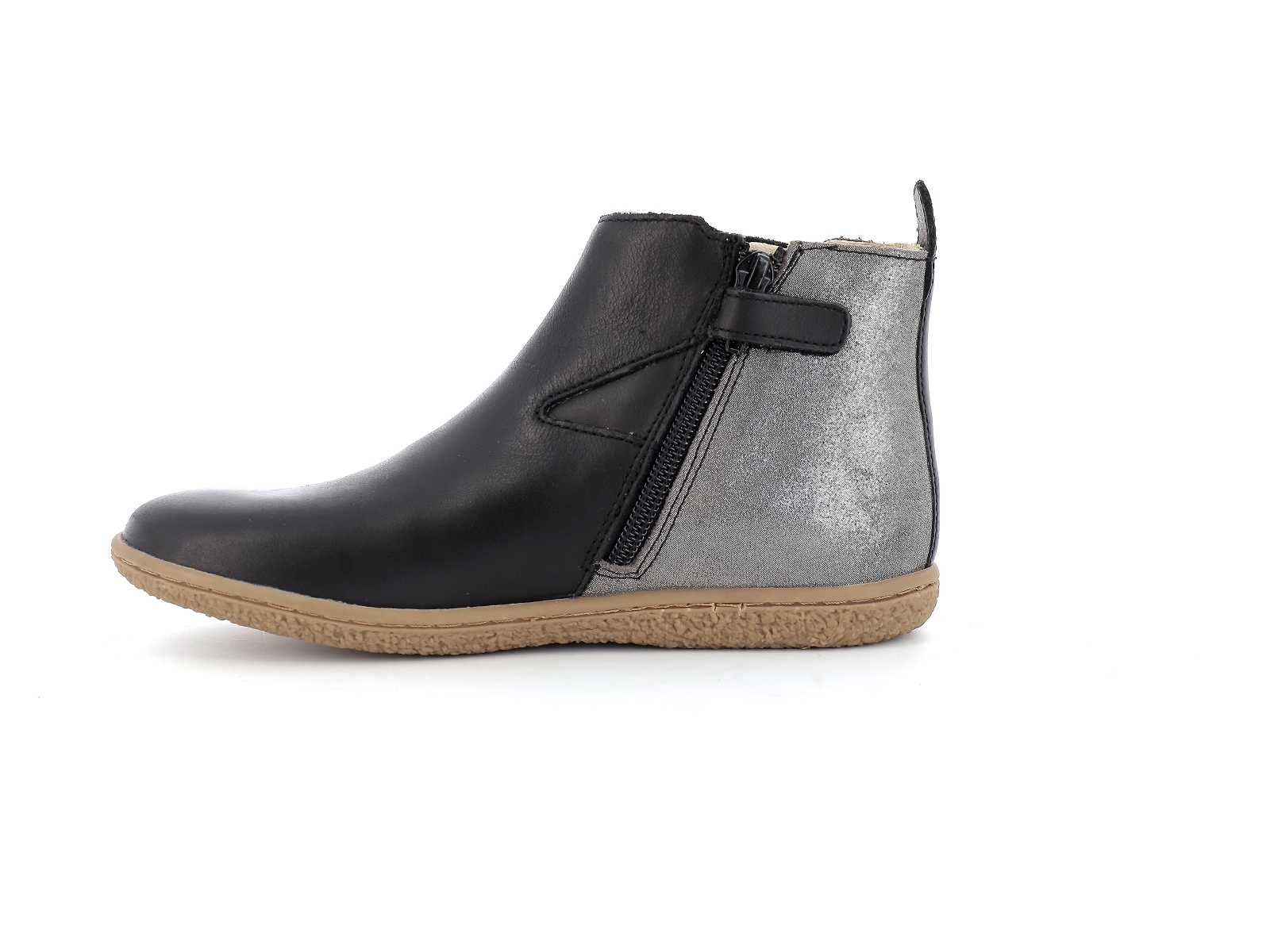 Kickers-744611 Cuir Noir Argent