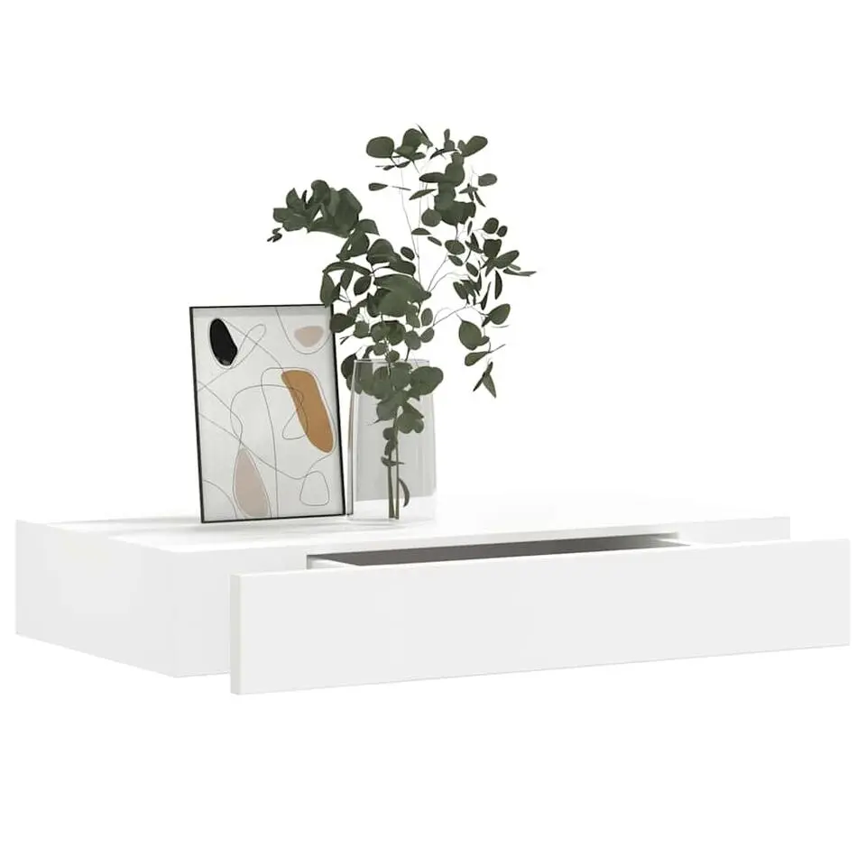 vidaXL Wandschap - met lade - zwevend - MDF - wit