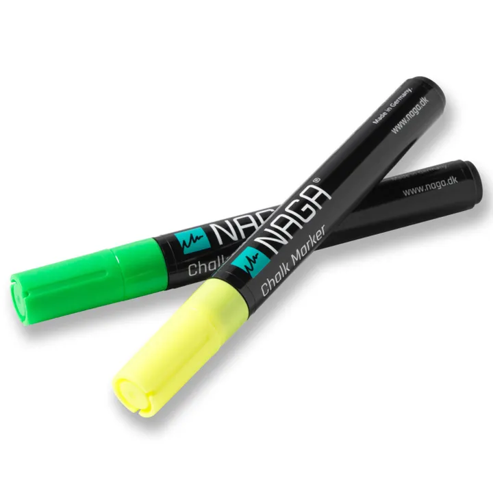 Glastavle marker grøn og gul 4,5 mm Dry Erase med vendbar spids fra rund til skrå - (2 stk.)