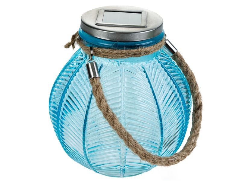 COCON Solar-Gartenleuchte, Blau LED-Glaskugel