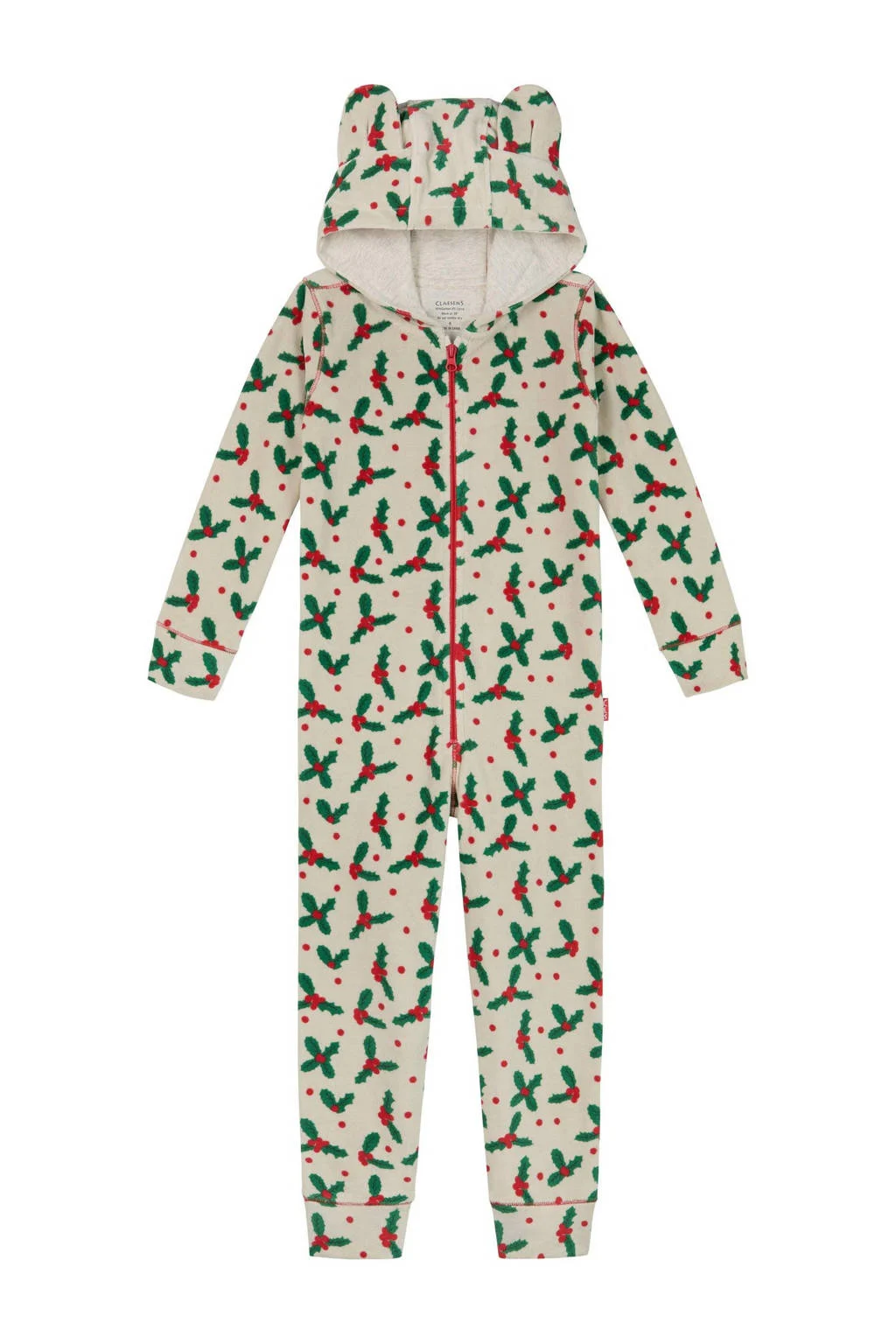 Claesen's fleece onesie ecru/groen/rood