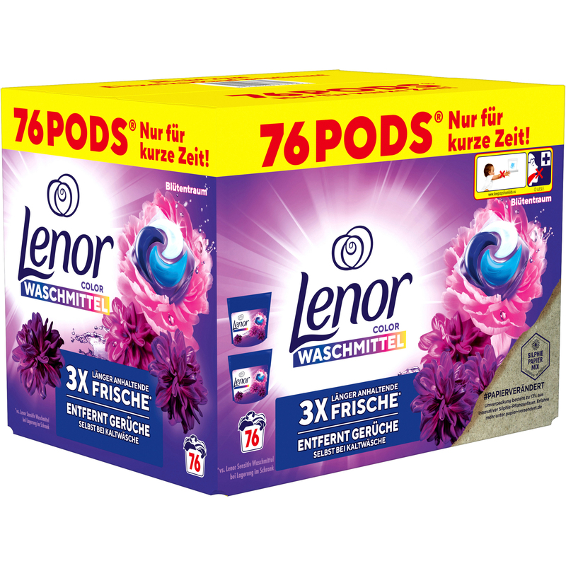 Lenor Waschmittel Pods All-in-1 Blütentraum, 76 Pods