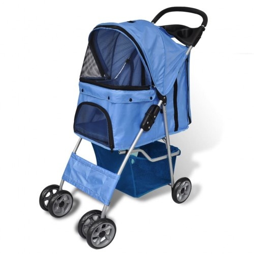 Carrinho de bebê azul para animais de estimação