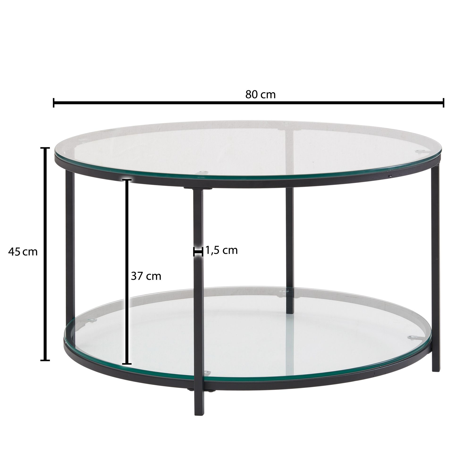 KADIMA DESIGN Couchtisch TREBBIA: Glas-Metall Mix, 2 Ablagen, 80x80x45 cm, Marmoroptik, stabil.