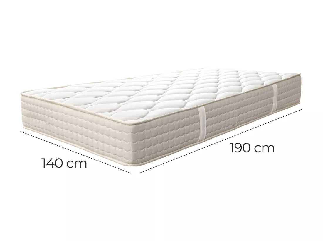 Matelas réversible DENIA 140x190 cm, en mousse haute densité, indépendance du couchage, ferme, face été/hiver, épaisseur 20 cm