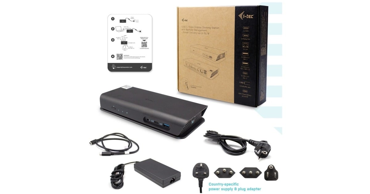 i-tecUSB-C Smart Docking Station Triple Display + Power Delivery 65W  (Zwart)