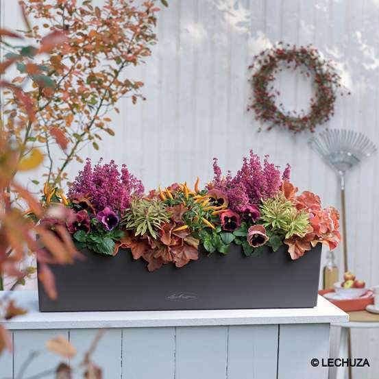 Jardinière balconera color en plastique gris ardoise - 79x19x19 cm