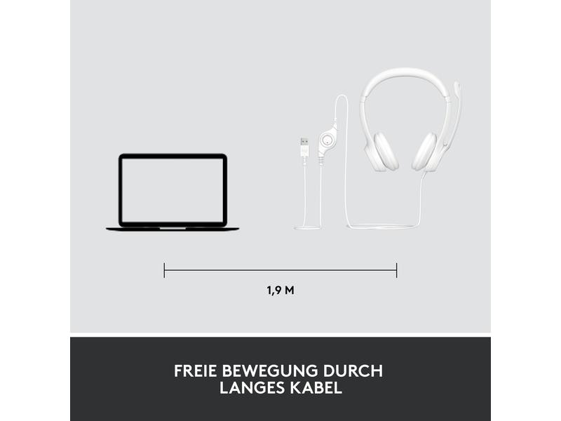 Logitech Headset H390 USB Stereo USB-Computer-Headset mit kristallklarem Audio und praktischen Bedienelementen am Kabel