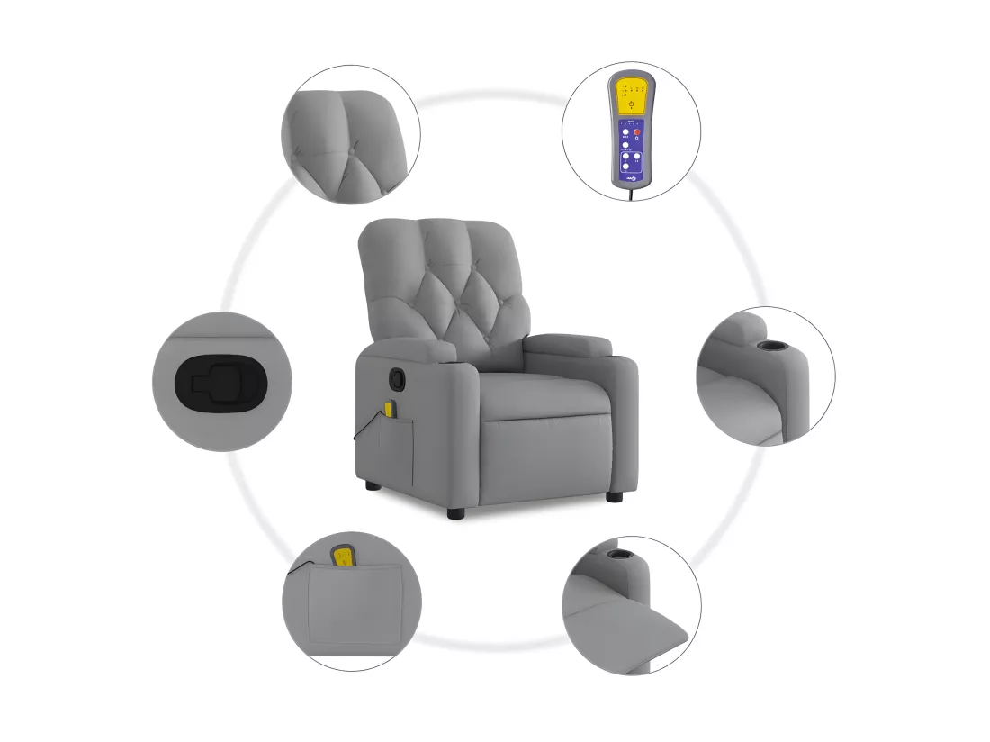 Fauteuil de massage inclinable Gris clair Tissu