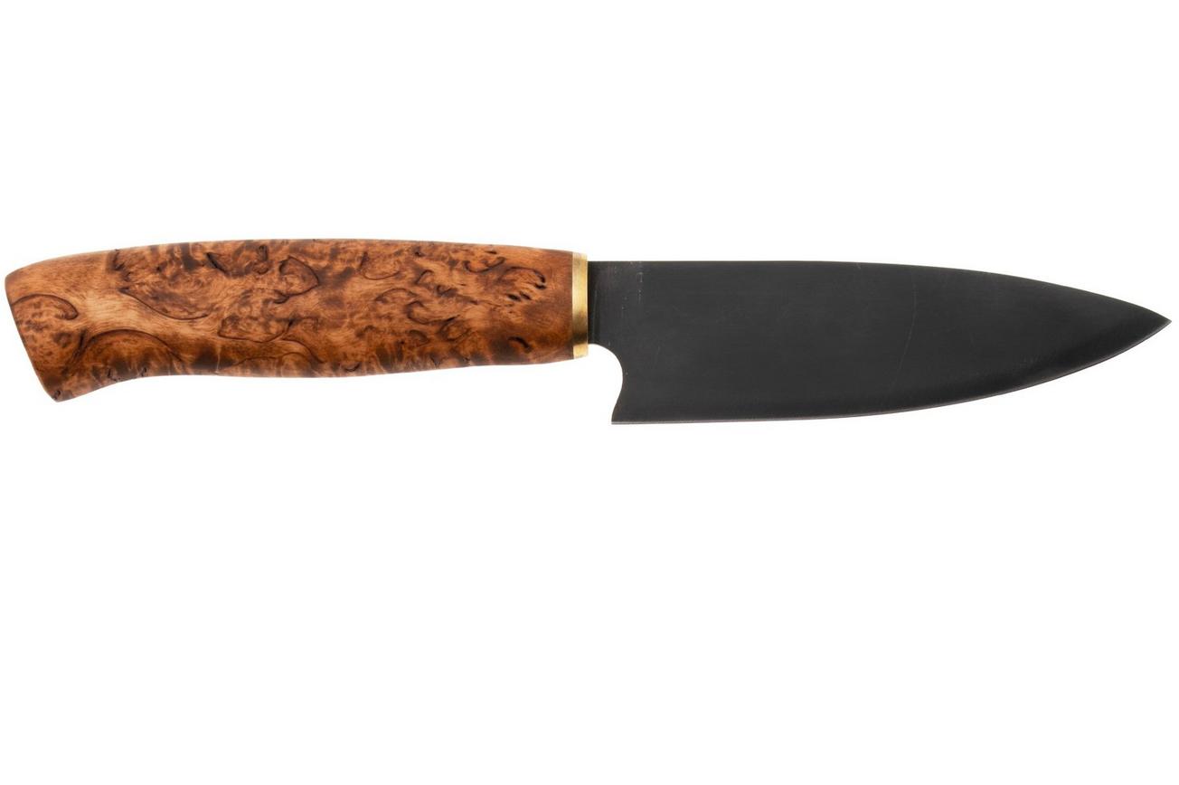 Roselli Allround Knife R750D Carbon Steel, Stained Curly Birch, universeelmes, 12 cm