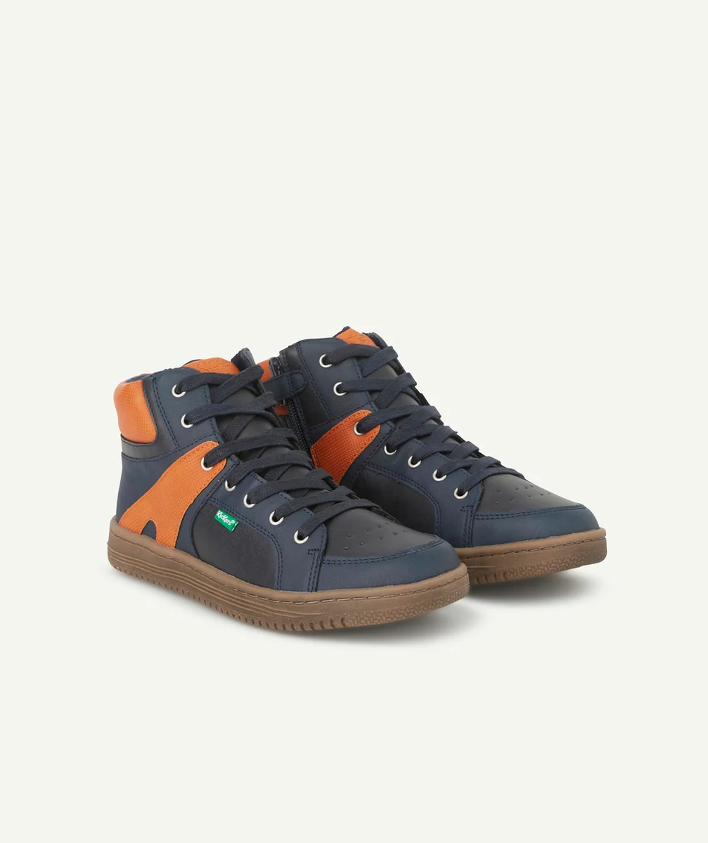 KICKERSLES BASKETS MONTANTES GARÇON MARINE ET ORANGE