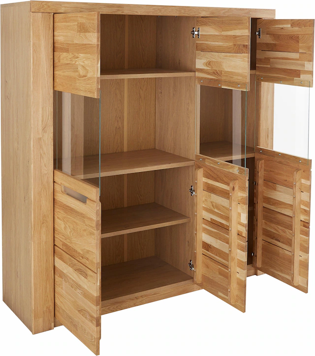 Home affaire Highboard »Kolding« Breite 140 cm mit 3 Glastüren