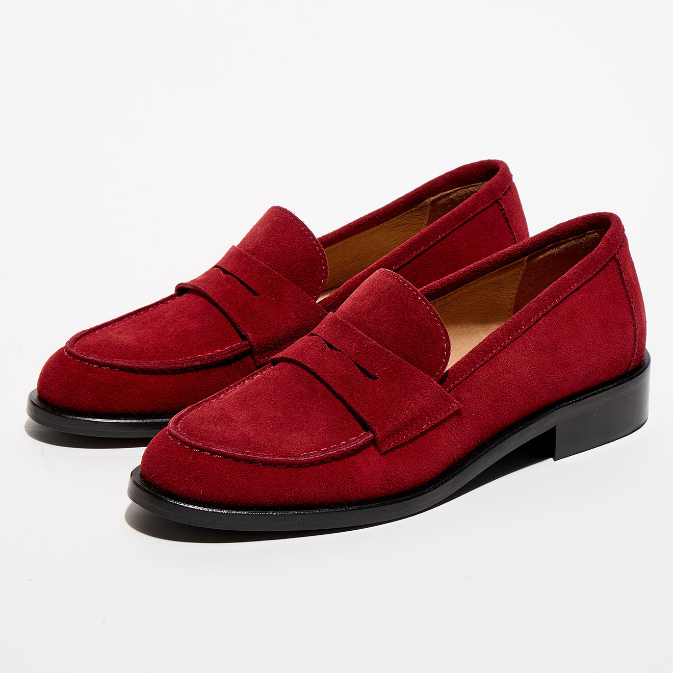 Apologie Mocassins en Velours de Cuir Juliette framboise