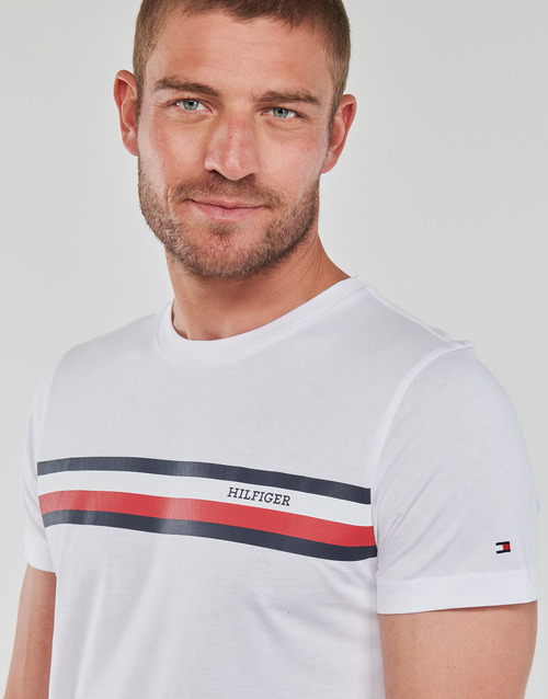Tommy Hilfiger - RWB MONOTYPE CHEST STRIPE TEE - Blanc