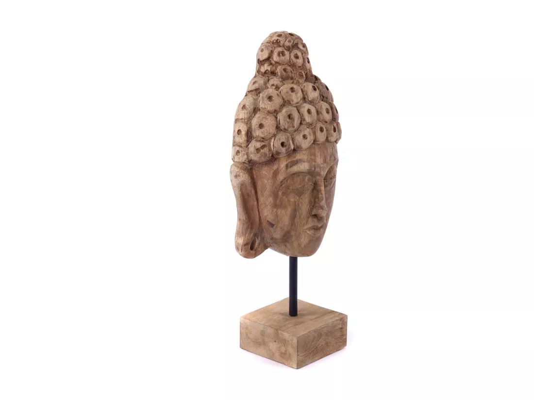 SCULPTURE Buddha Bali Bois de mangue, sur socle couleurs naturelles