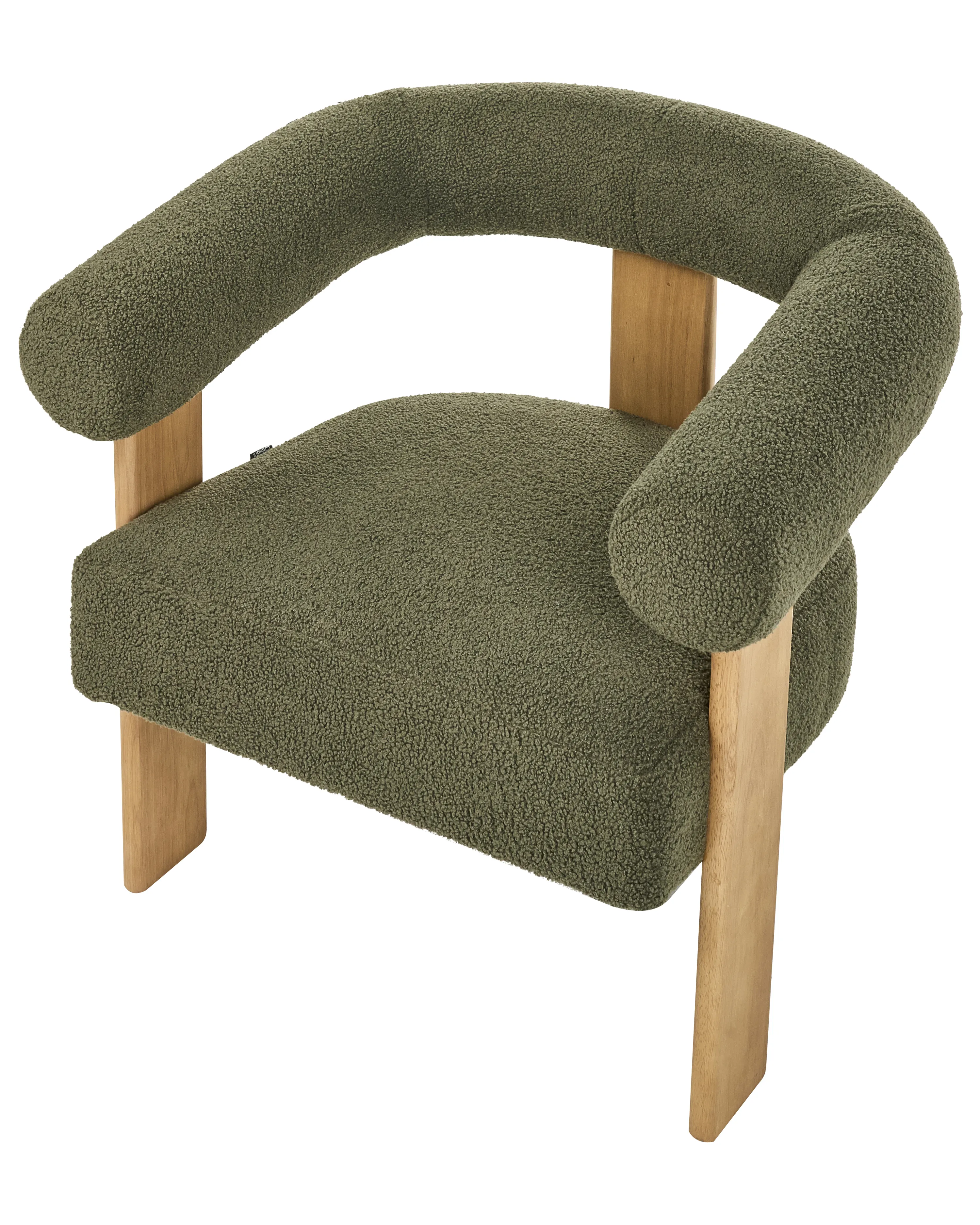 Fauteuil ILBRO Bouclé Groen/lichtbruin