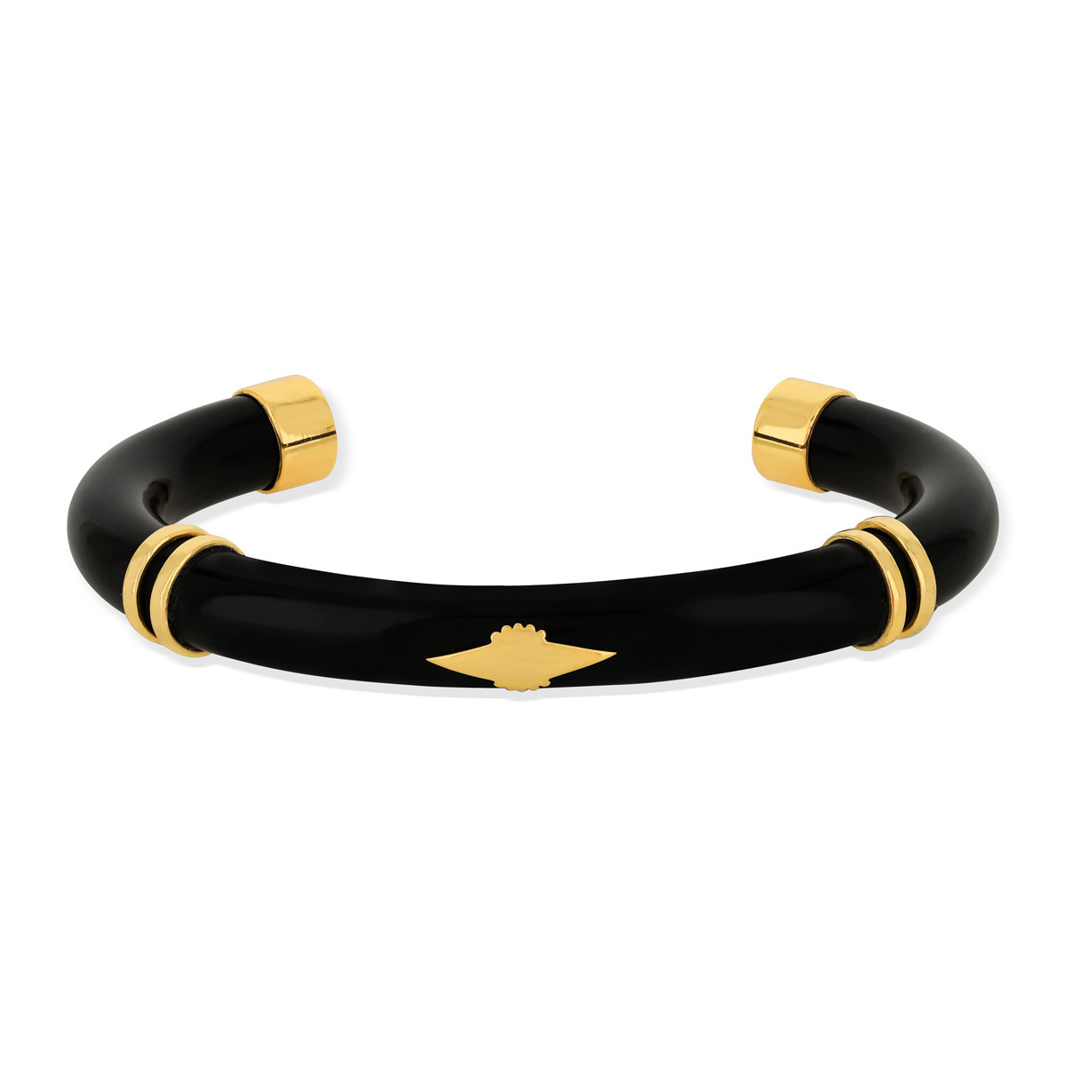 Bracelet jonc acrylique noire et doré