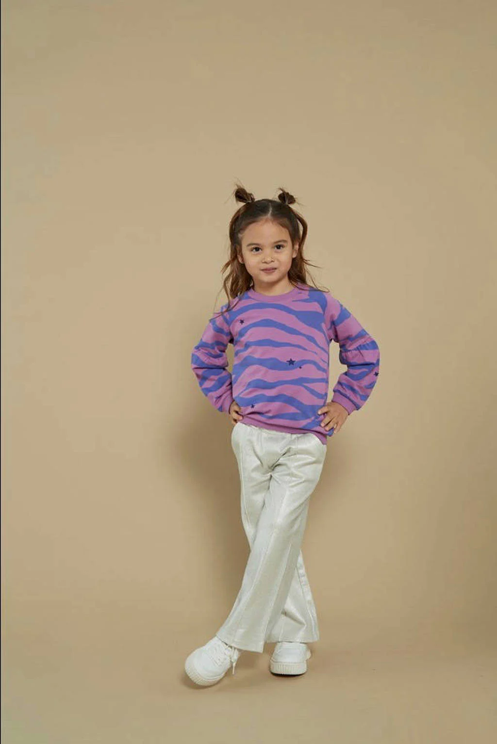 Jubel wide leg casual broek zilver