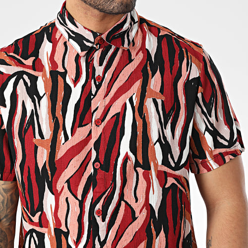 Chemise Manches Courtes Bordeaux Noir