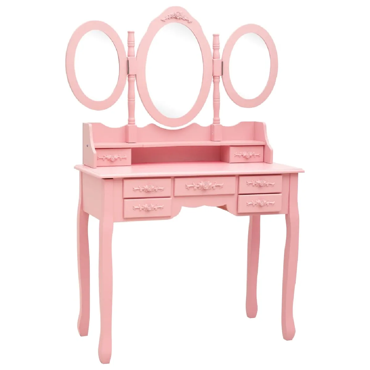 vidaXL Coiffeuse avec Tabouret - Rose