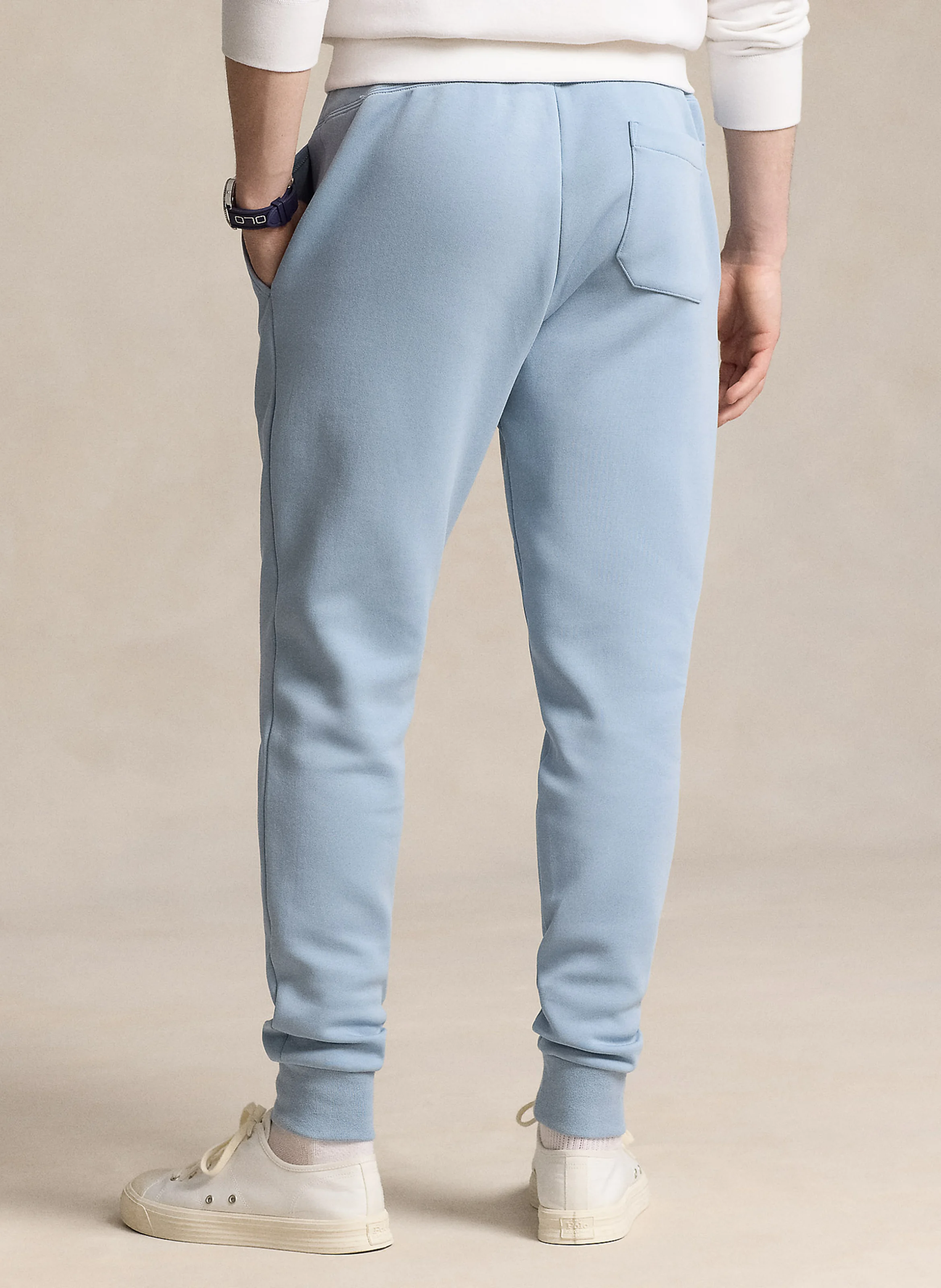 Jogging ajusté en coton mélangé | Bleu
