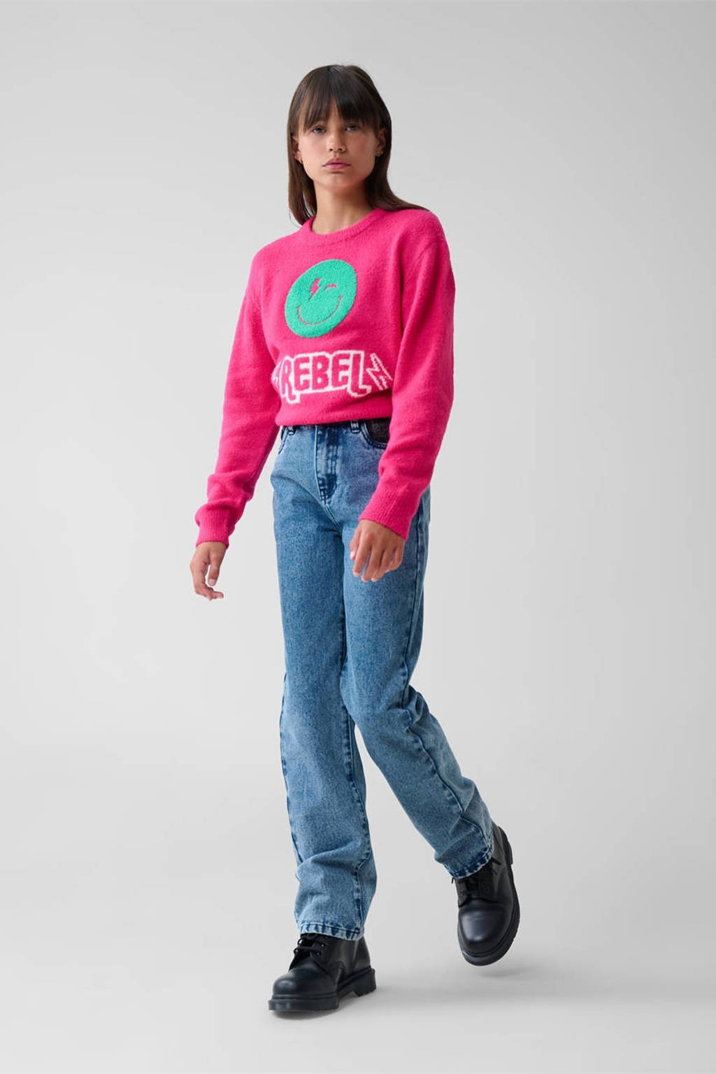 Shoeby high waist straight leg jeans donkerblauw