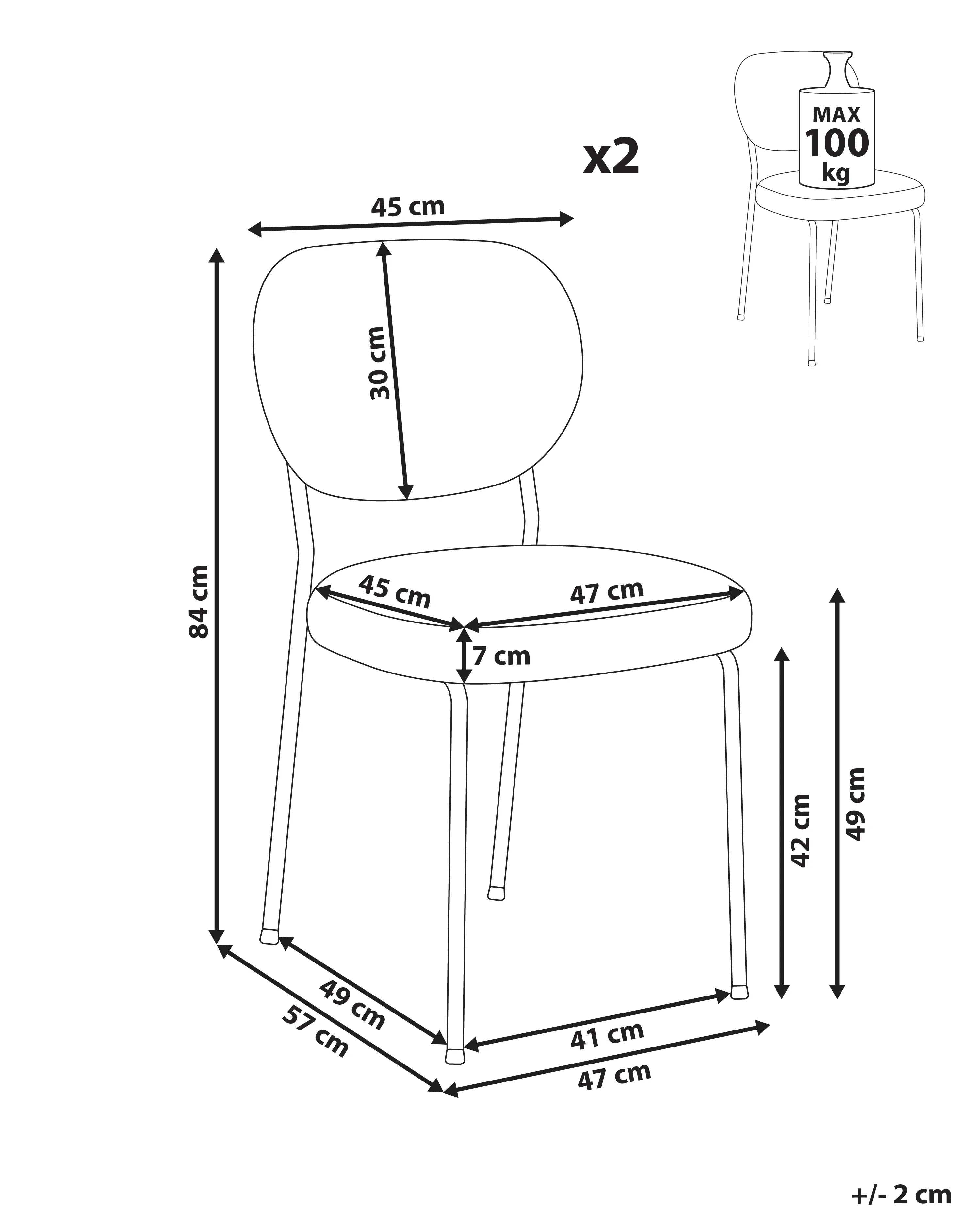 Set van 2 eetkamerstoelen LOLETA Stof Lichtbeige