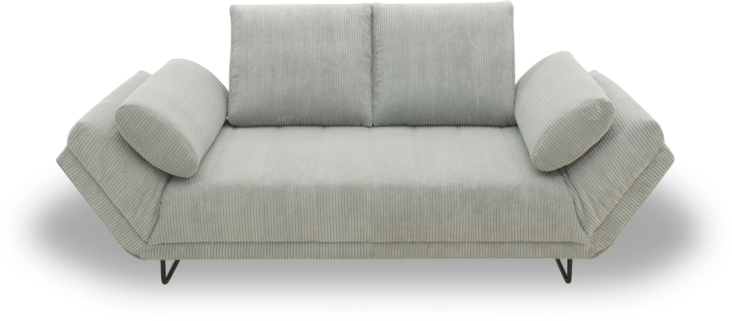 INOSIGN Schlafsofa »Jadelyn mit klappbaren Armlehnen, Bettsofa mit Federkern, Breite 250cm« Federkern, Cord-Bezug, incl. 2 Armlehnkissen, Liegefläche 97x250 cm