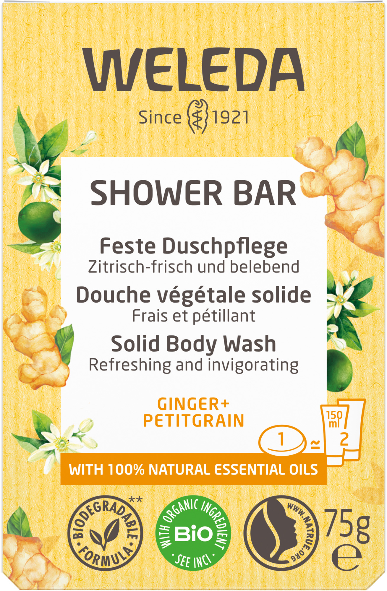 Weleda Feste Duschpflege fest Ginger Petitgrain 75 g