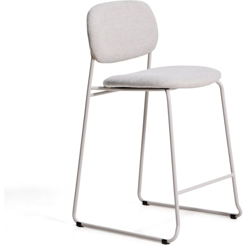 Tabouret empilable Meli en chenille beige et pieds en métal beige H.65 cm