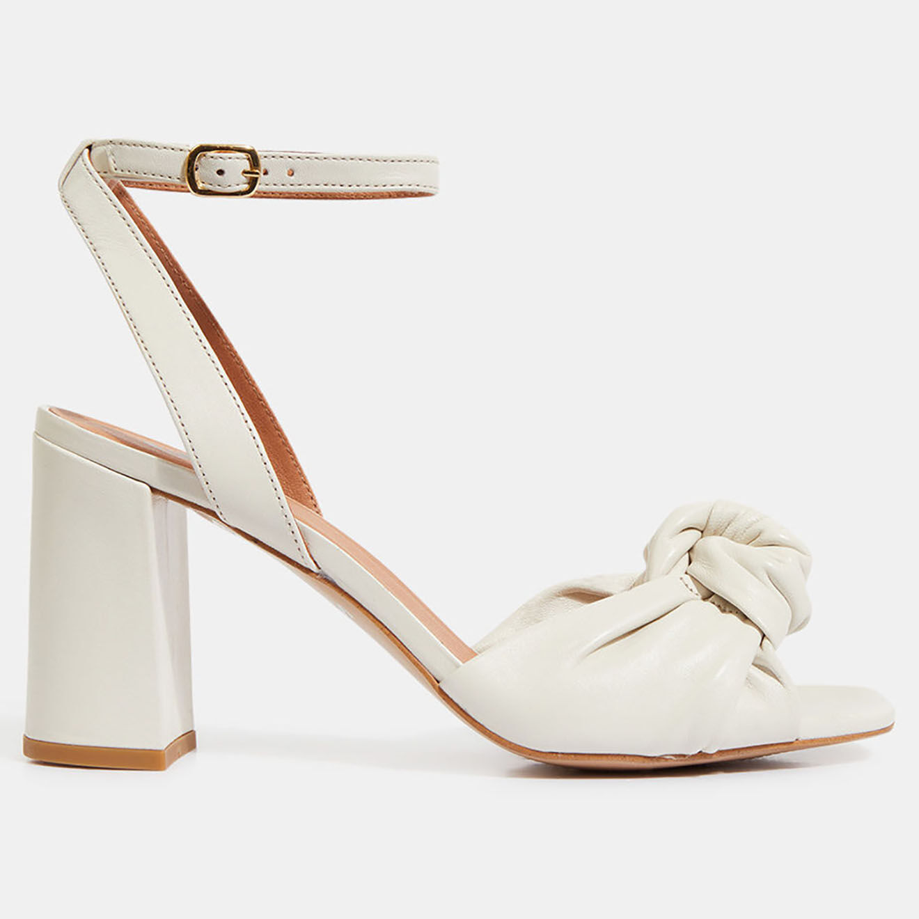 Galeries Lafayette Sandales à talon en Cuir blanches - Talon 8.5 cm
