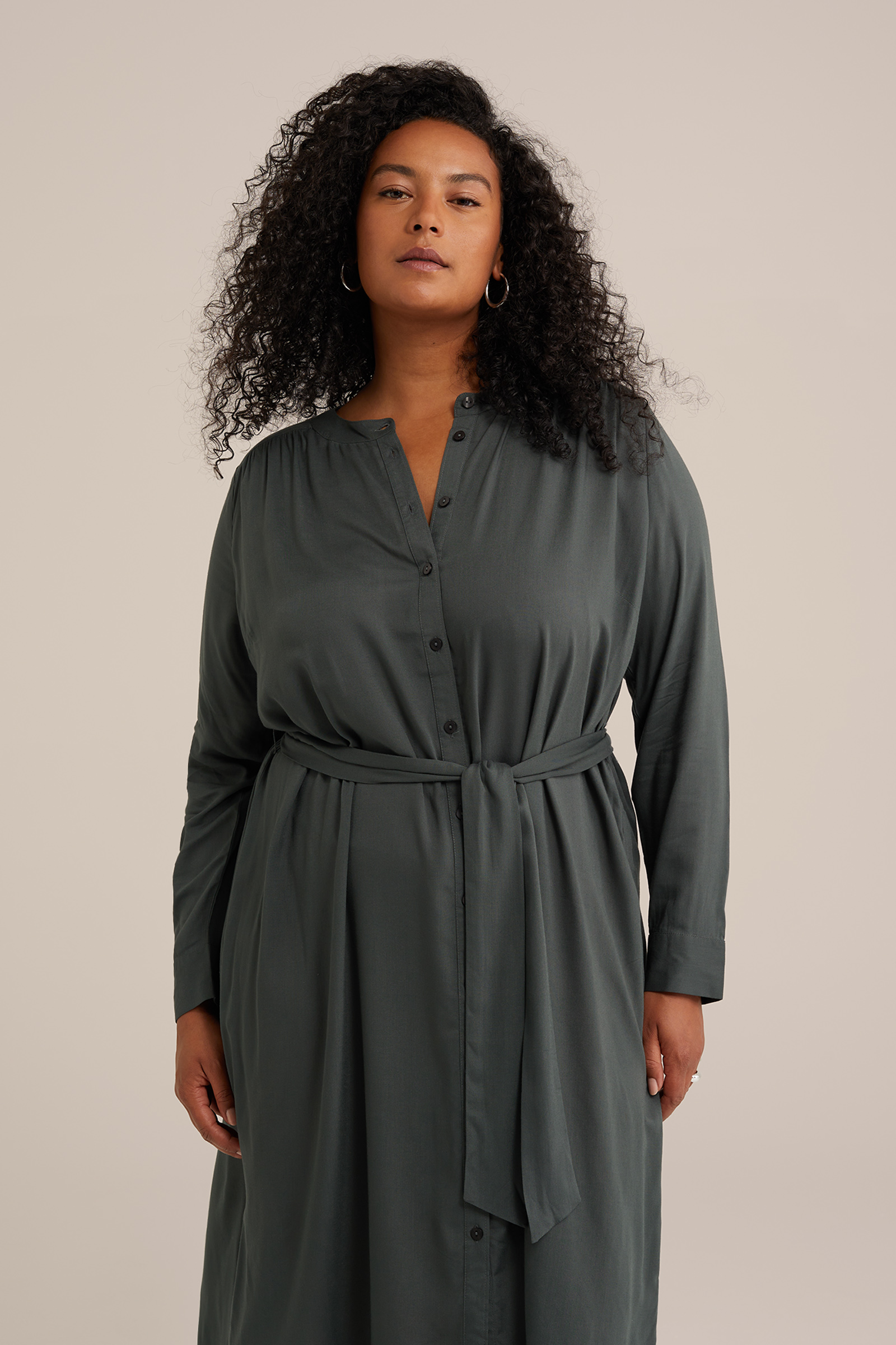 jurk met dessin - Curve WE Fashion Donkergroen