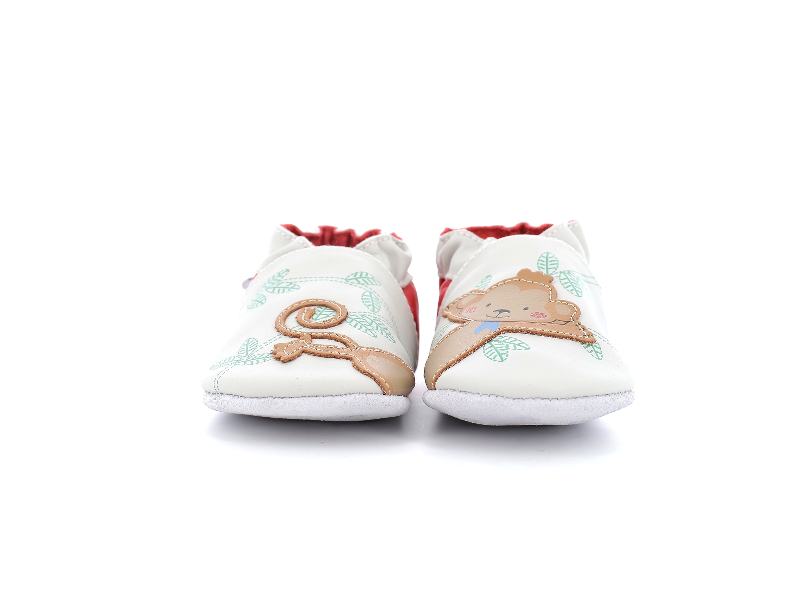 Robeez-ACROBATIC MONKEY Cuir Blanc Cerise