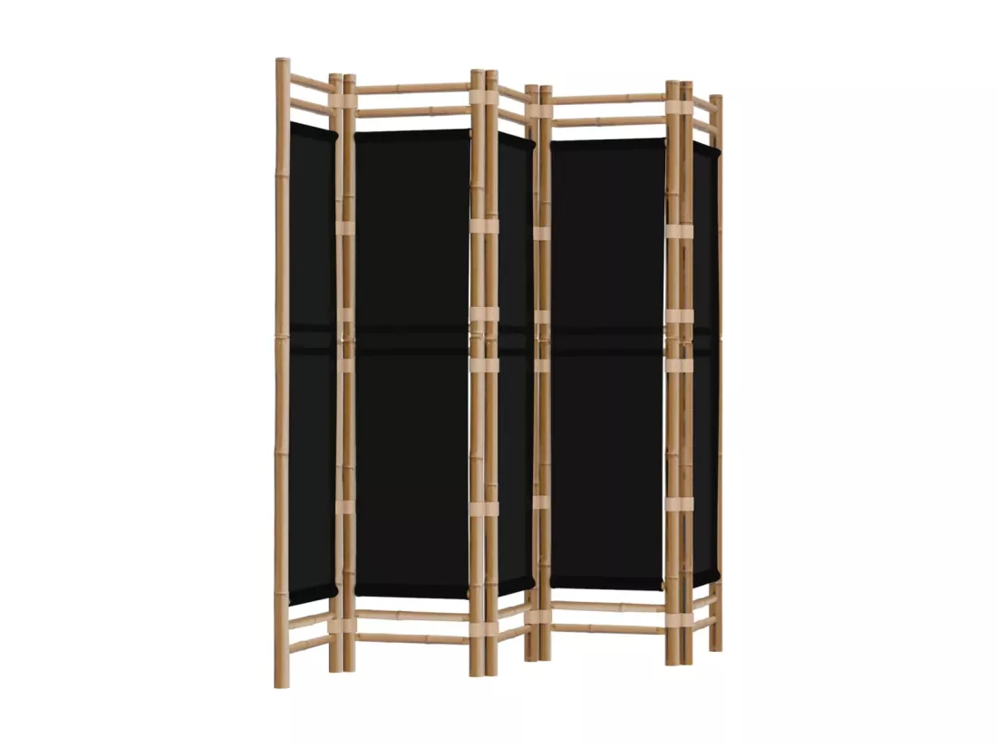 Cloison de séparation pliante 5 panneaux 200 cm Bambou et toile