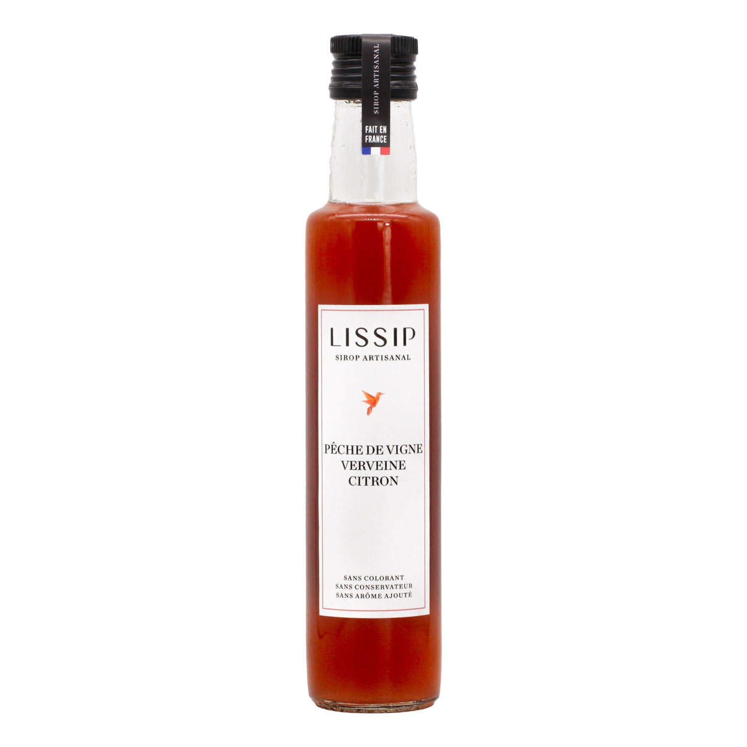 Sirop artisanal à la pêche de vigne, verveine et citron