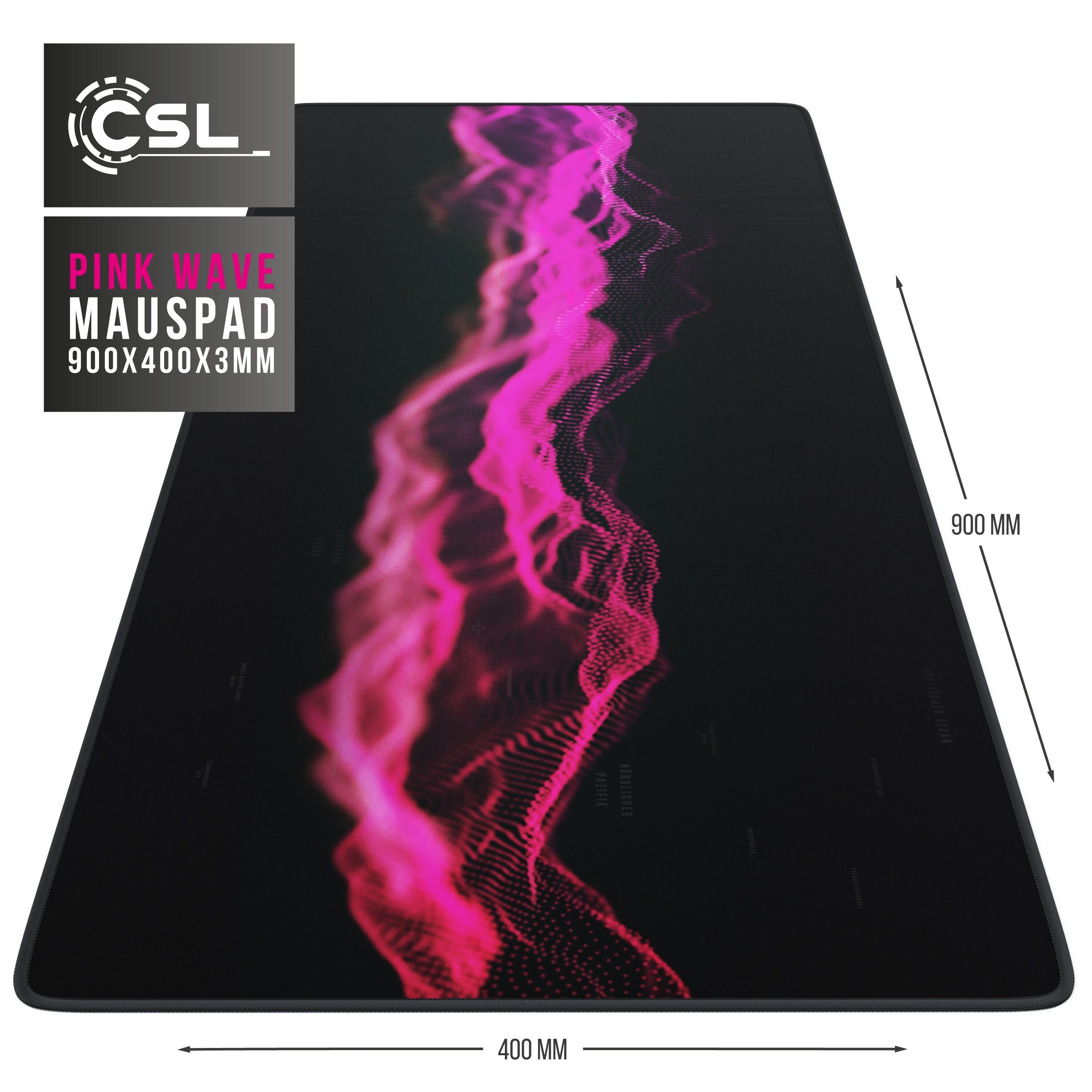 CSL Gaming Mauspad, XXL, Mousepad, 900 x 400 x 3 mm, Tischunterlage, abwaschbar, Pink Wave