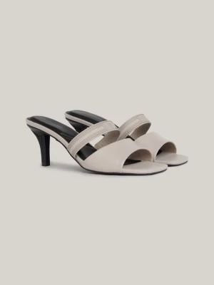 Mules de couro com salto bloco e monograma TH