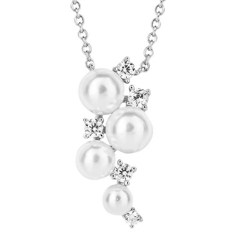 Collier perle et zirconium en argent 925/1000