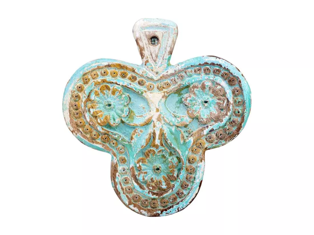Coffret en bois sculpté avec finition blanche antique 17,5x17x5h cm