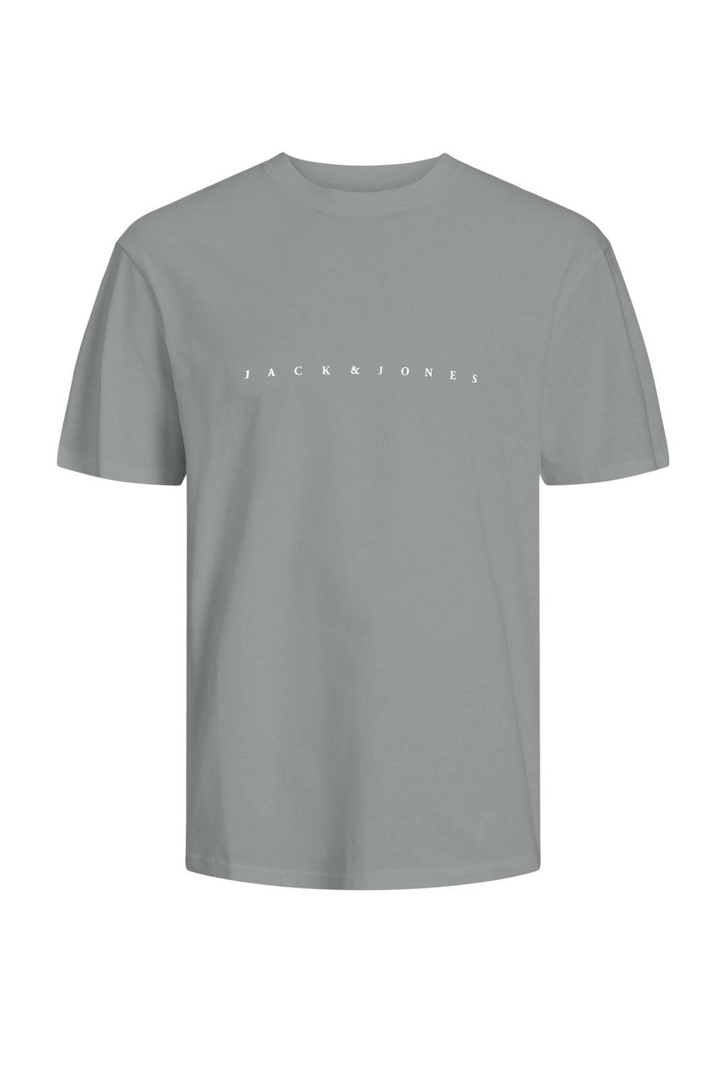 JACK & JONES T-shirt JJESTAR met tekst grijs