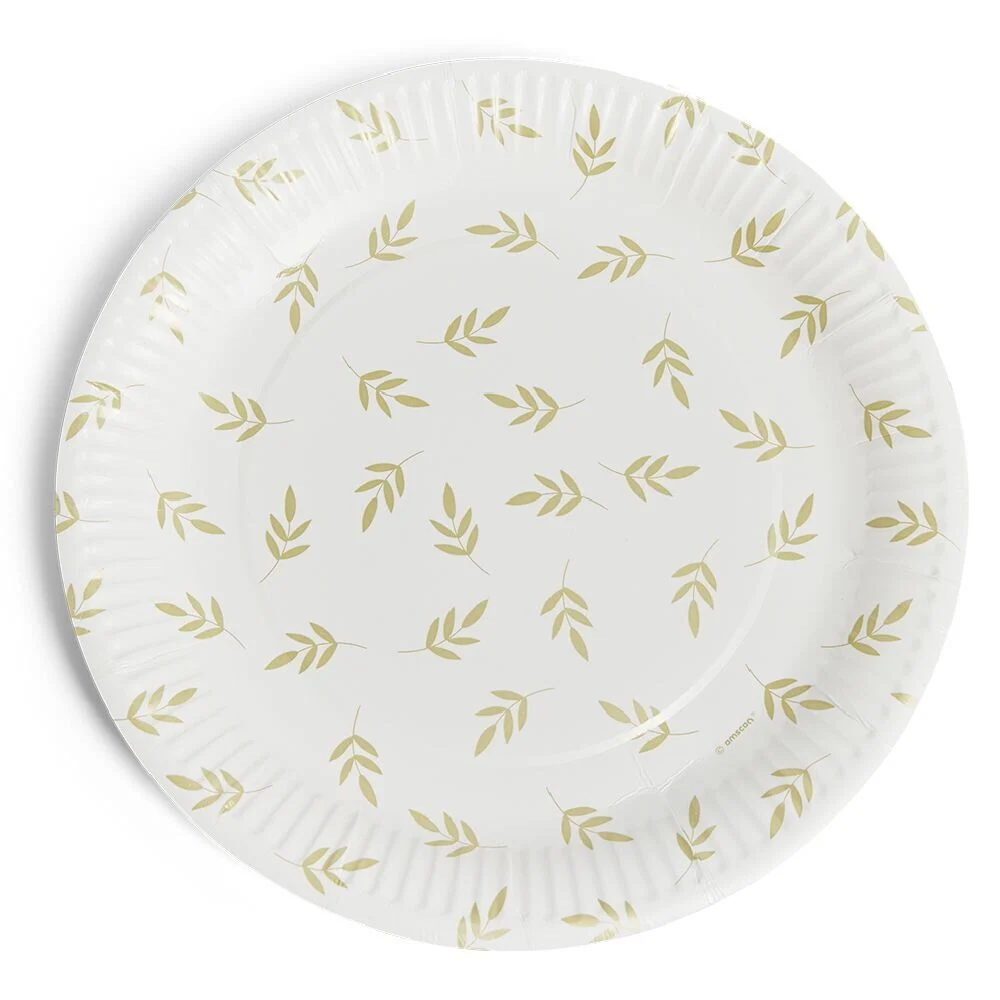 Lot de 8 assiettes motif nature carton Ø23cm